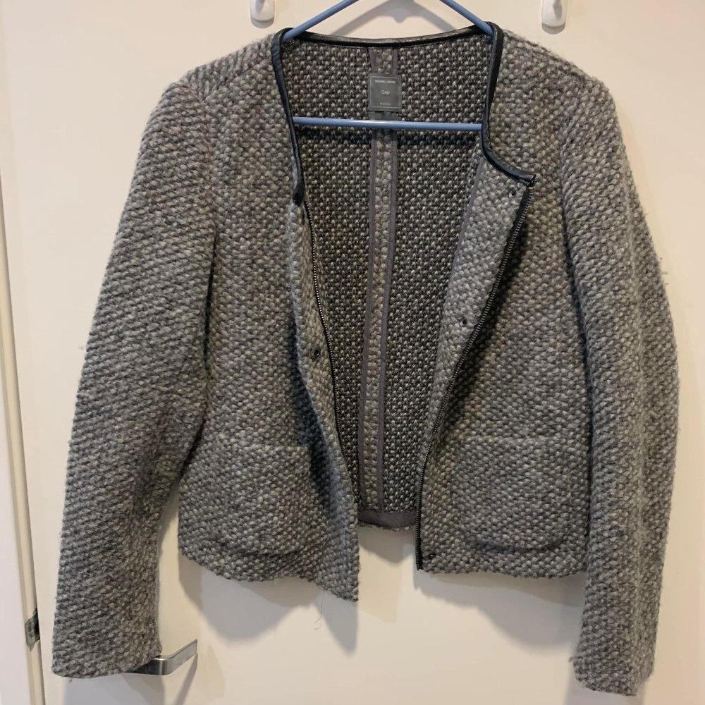 Gap Grey Boucle Short Jacket Wool Blend